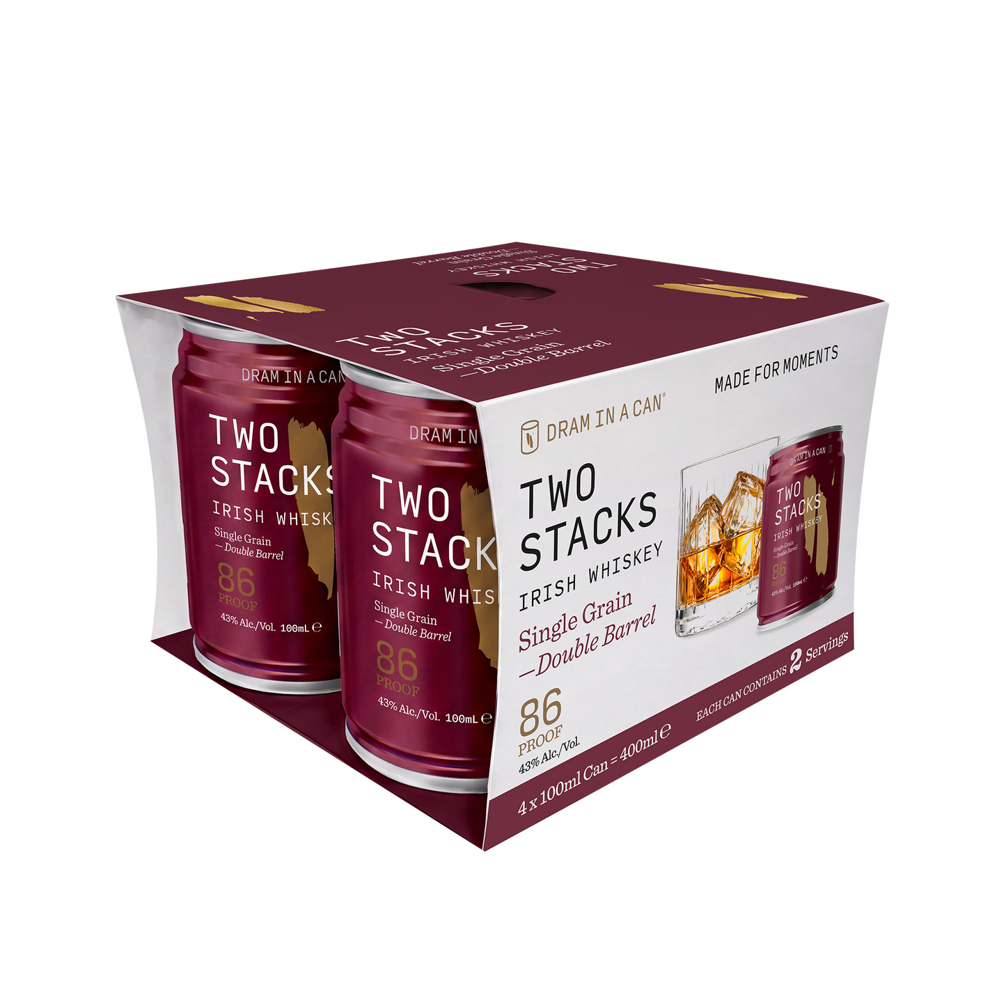 Dram in a Can - Single Grain - Double Barrel - 43% 100ml (4 x 100ml)