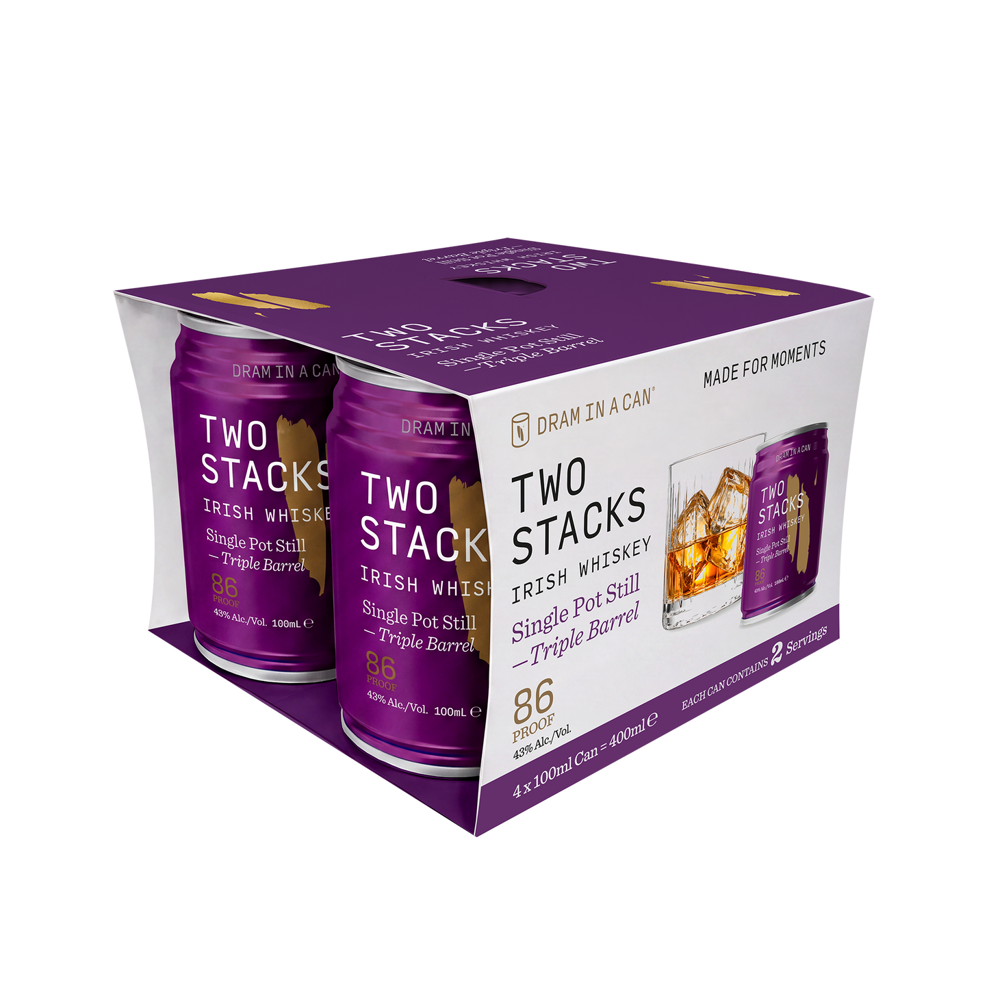 Dram in a Can - Single Pot Still - Triple Sherry Cask 43% ABV (4 x 100ml)